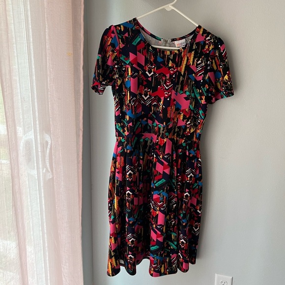 LuLaRoe Amelia Dress L | Bold Geometric Print | Pockets - Picture 1 of 3